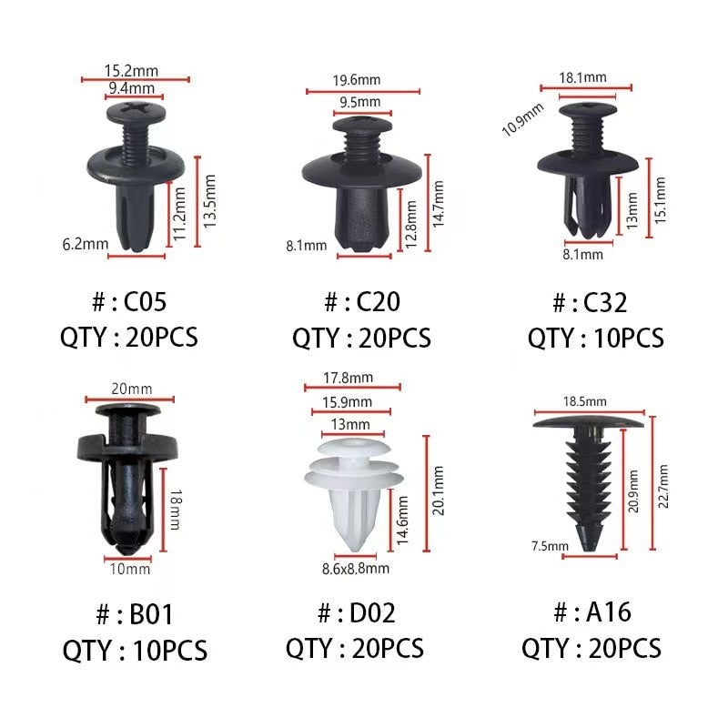 Kit FixedCar - 100 Fixadores Automotivos